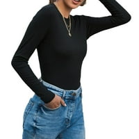 Ženske bluze i tee Regularne neznatne raste ravne povremene obične okrugle vrata crne majice