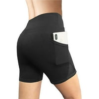 Ženske kratke hlače visoke struke joga kratke hlače sa bočnim džepovima trenirajući koprezentacijske hlače za bicikliste