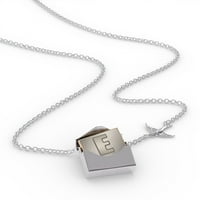 Ogrlica za zaključavanje, slova, slovo jabuka siva u srebrnoj koverti Neonblond