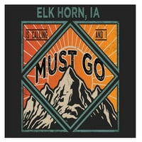 Elk Horn Iowa 9x suvenir Drveni znak sa okvirom mora ići dizajn