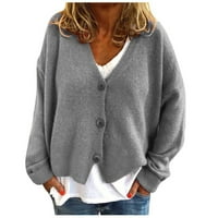 Dasayo Women plus veličina gumba Cardigan Solid V izrezani džemperi Stretch Knit Cardigan kaputi