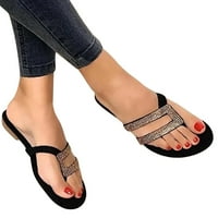Ženske klizne sandale - Rhinestone Dressy Bohemian Slip na ravnim sandalama Slatka niska klina Flip