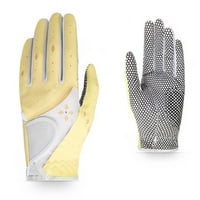 Kožne žene Golf rukavice prozračne podesive nosip rukavice za muškarce Žena Sportski dodaci Žuto veličine 20