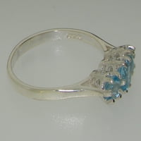 18K bijeli zlatni prsten s prirodnim plavim prstenom za angažman na Womazu - veličine 9,75