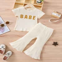 ChollIus Baby Girl Ljeto set, košulja s kratkim rukavima s kratkim rukavima + elastični struk podudarajuće pantalone