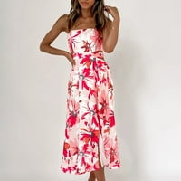Ljetna haljina Ženska ljetna zavoja cvjetna tiskana bez leđa bez kaiševe Long Maxi haljina plus veličina