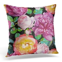 Pink Peony cvjetni sa akvarelom ružama i peonijima s buketima cvijeća narančasta vrt jastuk jastuk na
