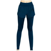 Ženske lažne dvodijelne džepove joge hlače novi elastični hip-dizanje hip-lipnja u fitnes hlače za čvrsto