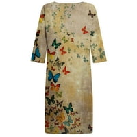 Asdoklhq haljina za materinsku haljinu, ženske rukave haljine modne cvijeće ispisano struk sandress