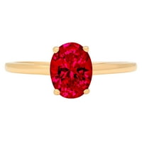 1.0ct ovalni rez crveni simulirani rubin 14K žuti zlatni godišnjički angažman prsten veličine 7.5