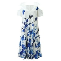 Miayilima mini haljine za ženske ležerne s kratkim rukavima s kratkim rukavima s V-izrezom s cvjetnim