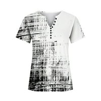 Cacomomrkar PI Plus Veličina Žene Odjeća za odjeću Ženska povremena ispis Tunika bluza s kratkim rukavima Labava majica na vrhu siva