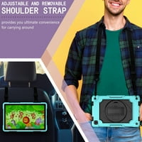 Dteck Robušna futrola za Samsung Galaxy Tab A SM-T t sa mekim zaštitnikom zaslona, ​​teška kućišta visoke udara sa udarnim udarcem za rotirajuće ručke na ramenu remen, menter crna