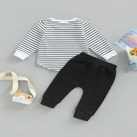 Aturuste Baby Girl Boys Casual Outfit Stripe Ispisani vrhovi dugih rukava + džepovi za crtanje dugačke hlače padaju