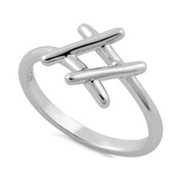 Sterling srebrna oksidirana platinasta hashtag ženski prsten