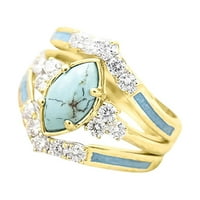 Prsten set Prirodni tirkizni dijamantni prsten majčin dan za rođendanski nakit