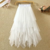 Djevojke suknje Spring Solid Boja A-line elastična visoka struka Duga mreža od gaze haljina suknje