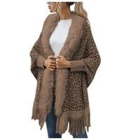 Homodles Casual Cardigan džemperi za žene- Ležerne modne pletene leopard kardigan siva veličina s