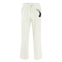tklpehg hlače za muškarce udobne ležerne duge hlače Čvrsto boje modni elastični pojas džep pamučni panel