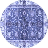 Ahgly Company Machine Persible Okrugli okrugli orijentalni plavi modernim prostirkama, 7 'runda