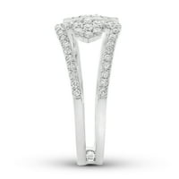 Fini nakit Sterling Silver Diamond Dekonstruisani modni prsten, veličina 10
