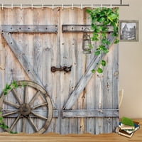 Poljoprivredna bračna vrata za zavjese za tuširanje rustikalna Vintage Farmhouse Cabin Country Garaža Drvena drva Kupatilo na otvorenom Zavjese za ukrašavanje