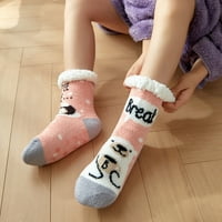 Ženske božićne crtane kat čarape zgušnjavaju tople neklizajuće čarape za spavanje papuče čarape Old