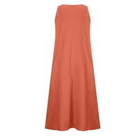 Ersazi ženske ljetne modne ležerne pune boje bez rukava bez rukava duge haljine haljine 10- Orange 5xl