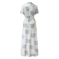 Ljetne haljine za žensku haljinu za prodaju na prodaju Ženska moda Ispis V-izrez Zaostala vitka karoserija