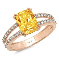 396CT jastuk od žutog prirodnog citrina 18K ružičasto zlato Angažovane prstene veličine 3.75