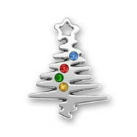 Sterling Silver 24 Unizno škakljivo božićno drvce sa šarenim kristalnim ukrasima privjesak ogrlicu