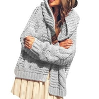 Ženska jesen i zima teški džemper za guste igle zadebljani modni kardigan kaput laki jakne plus veličina sivi xl