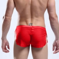 Cuoff Hlače Muške donje rublje seksi hlače okrugle okrugle gaća na tri točke HATS SILKY muške kratke hlače Crveni XL