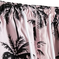 Fartey Men Casual Beach kratki džepovi za navlake Havajski print kratke hlače opušteni elastični struk trčanje sportskih kratkih zvijezda