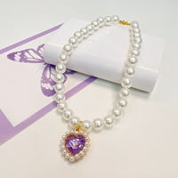 Jangslng ogrlica za kućne ljubimce Love Heart Lažni kristalni sjajni Fau Pearls Podesivi elegantni univerzalni
