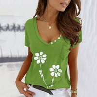 Majica kratkih rukava za žensku majicu Plus V izrez Pleased Ljetne majice Ležerne majice The Reseble Tuns Thirts Laoba Thirt
