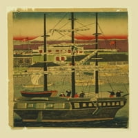 Ispis: Yokohama Hatoba, oko 1850