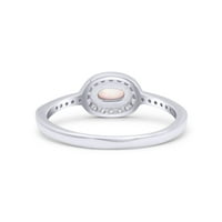 Laboratorija za dainty prsten silo oval petite stvorila opal prsten srebrna srebrna veličine 7