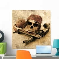 Pirate Grunge zidni naljepnica od Wallmonkeys Ogulja i palica Grafički WM52535