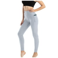 SKPBlutn Fashions Poroznost preklopi preko žena Modni džep joga hlače visoko elastično podizanje vitka