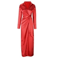 Miluxas haljine klirence plus veličine Žene casual zavoj V-izrez čvrsto mršavljenje dugačka haljina crvena 6