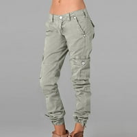 Žene teretne hlače Solid Color Hippie Punk pantalone Srednja odjeća Ravna dugačka dugačka dugačka sa