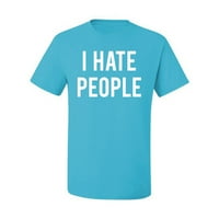 Mrzim ljudi antisocijalna introvertna grafička majica humora, lagana tirkizna, x-velika