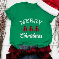 Prodaja Ženska košulja za okrugli vrat rešetke rešetke božićne grafički tisak TEE majica kratkih rukava pulover na vrhu zelene m