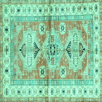 Ahgly Company Machine Persible Enoorngle Rectangle Geometrijski tirkizni plavi tradicionalni prostirke, 7 '9 '
