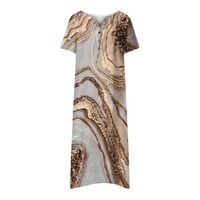 Yuwull Clearce Woman Ljetne haljine Modne žene Ljeto Print Causel Dugme V-izrez Kratki rukav Drešeni za odmor