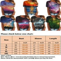 Avamo Žene Grafički vrhovi ispisa Bluze Ljeto Boho Tunička majica Plaža Skraćena Star Sky Pulover Majica