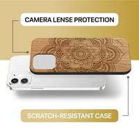 Drvena futrola CASE DRVENA izvan mekog TPU silikona, slim Fit Shock Otporni zaštitni poklopac telefona za djevojčice Dječaci Muškarci i žene, podržava cvijet bežične punjenja mandala za iPhone-11