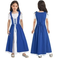 Iiniim Kids Girls Renesansa Vintage Ball Gown Gothic Srednjovjekovni kostim Maxi haljina Halloween Cosplay 6- plava 16