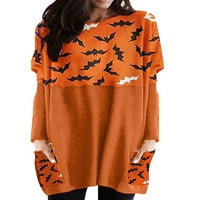 Uerlsty Women Halloween Gothic Pumpkin Bat majica Dress Dugi rukav Torgy Pulover vrhovi